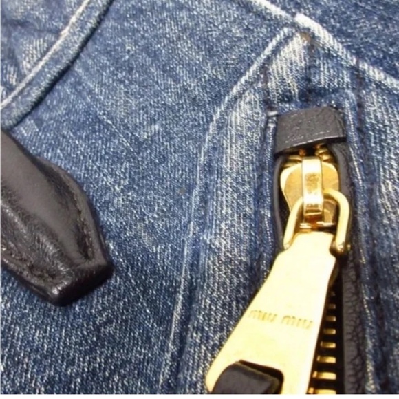 Miu Miu Luxury Denim Satchel with Black and Gold Accents EUC - Picture 8 of 8